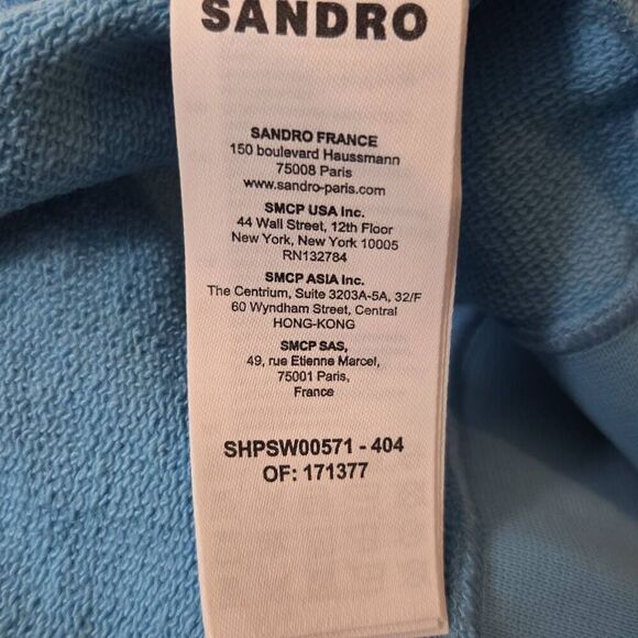 Sandro Pullover BunnieHoodie Bleu Clair XXLarge - Picture 4 of 8